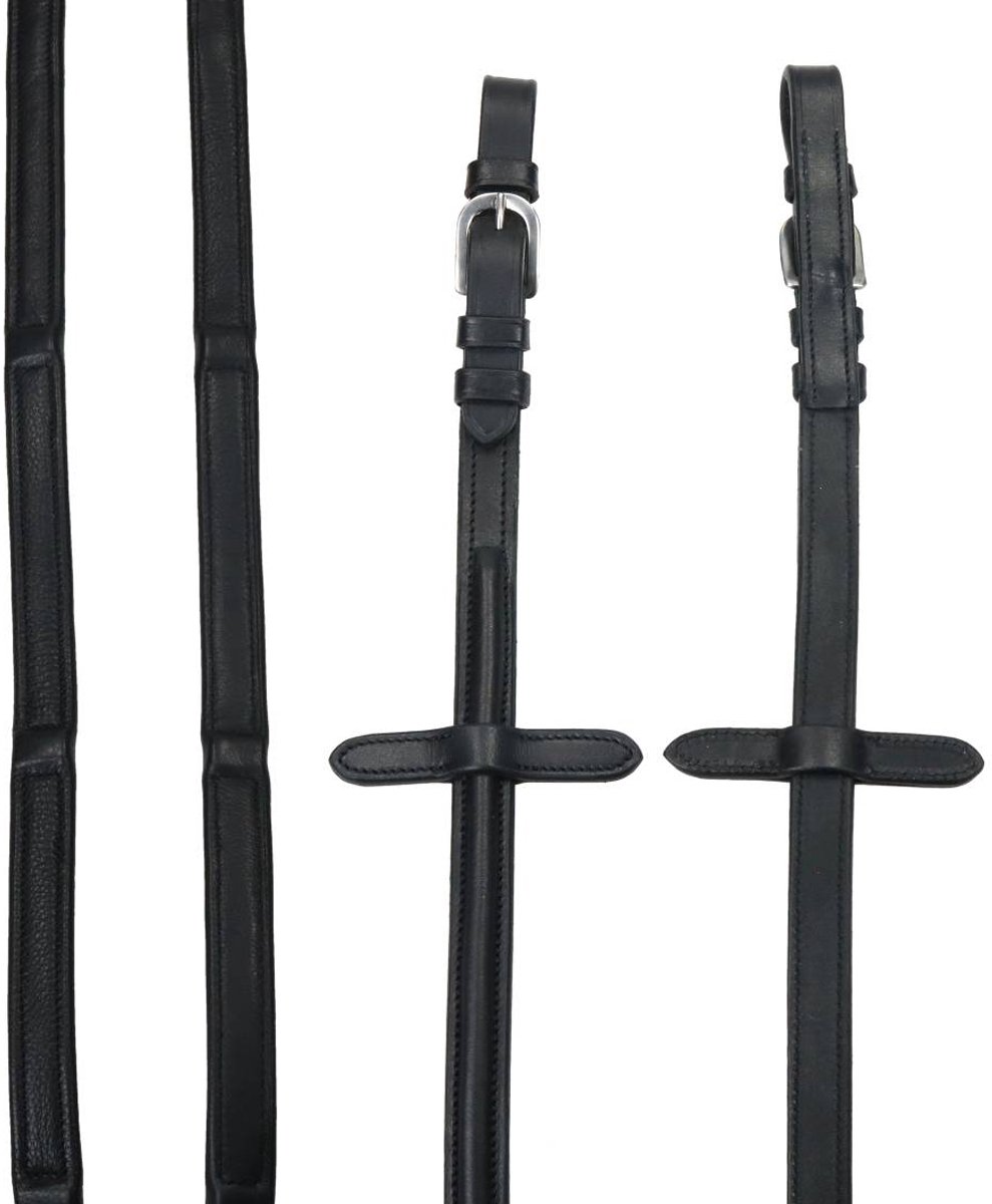 Horsegear Teugel Invisible Stops Leers Zwart