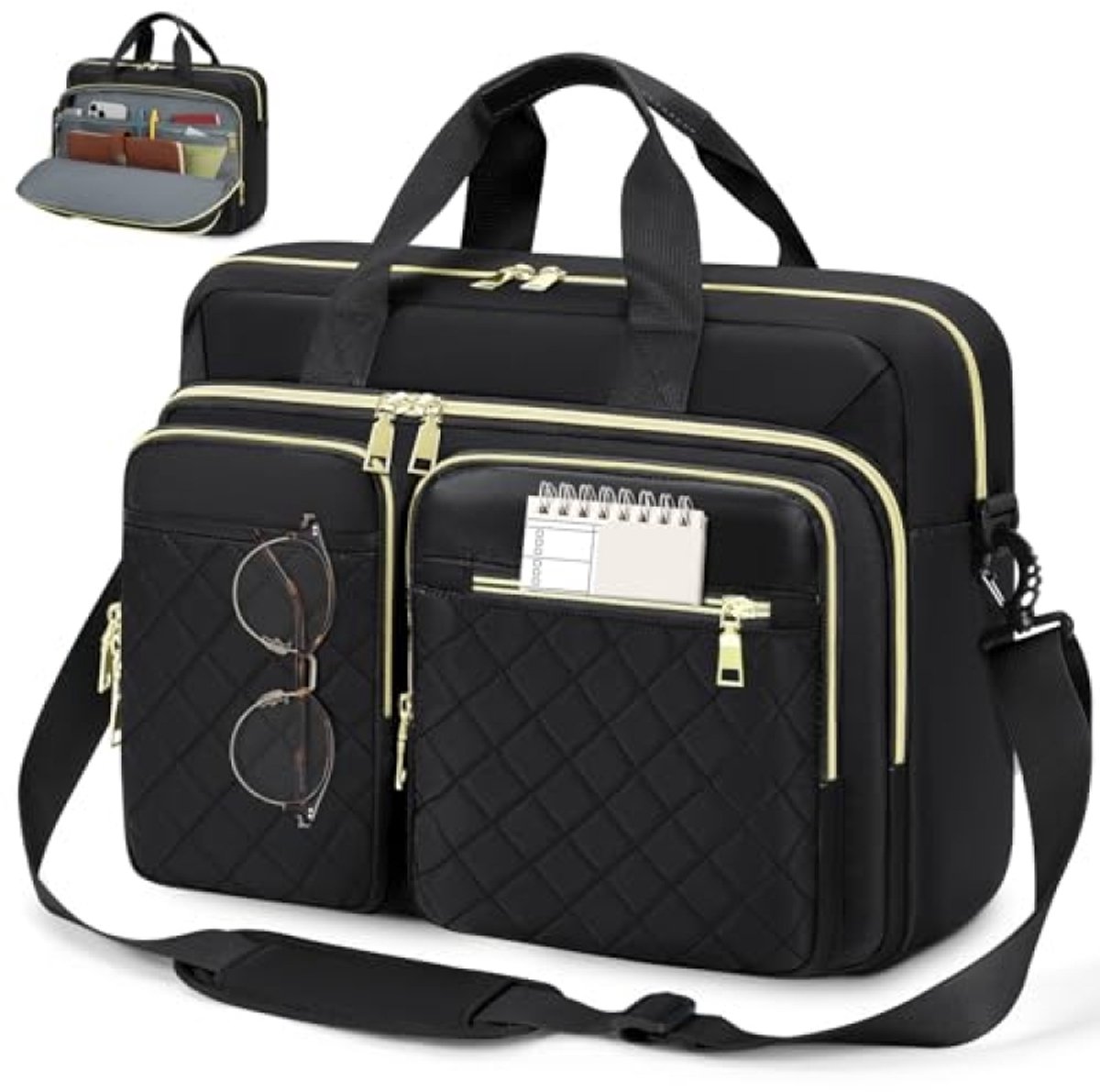 Laptoptas 15,6 inch - Waterdichte Aktetas voor Dames - Schoudertas met Veel Vakken - Blauw