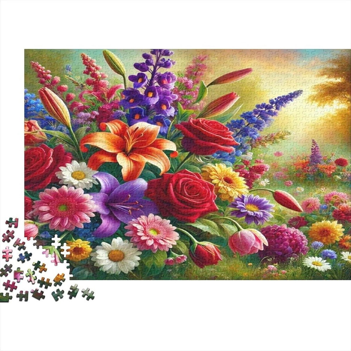 Bloemenboeket Puzzel - Legpuzzel Volwassenen - Ontspanning Thuis - Nauwkeurig Gestanst - 1000 Stukjes - Kleurrijk