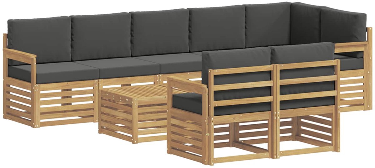 vidaXL Buiten - bank - set - 9 - st - 8-zits - Wit - en - antracietkleurig - Polyester Wit en antracietkleurig