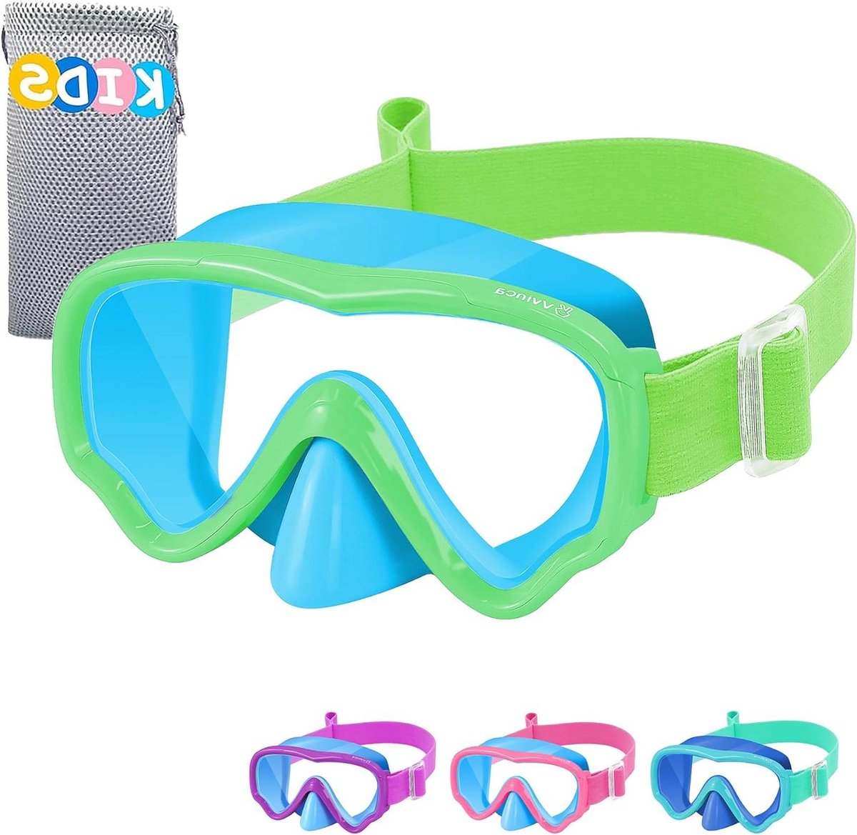 Kinder Duikbril - Zwembril Kinderen - Watersport Plezier - 180 Graden Panorama - 3-14 Jaar - Blauw Citroengroen