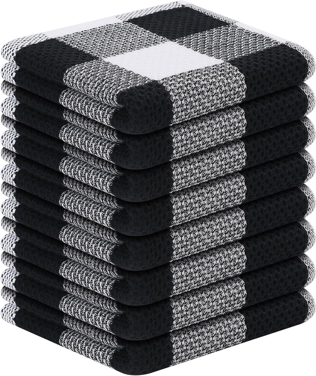 Wafel Keukendoeken - Vaatdoeken Keuken - Keuken Schoonmaken - Super Absorberend Wafelpatroon - 30x30 cm - Zwart Wit