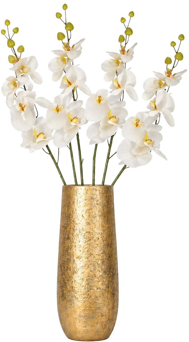 Bellatio Design Kunstbloem Orchidee Milan - 4x - creme - 78 cm - losse steel - kunst zijdebloemen - Phalaenopsis