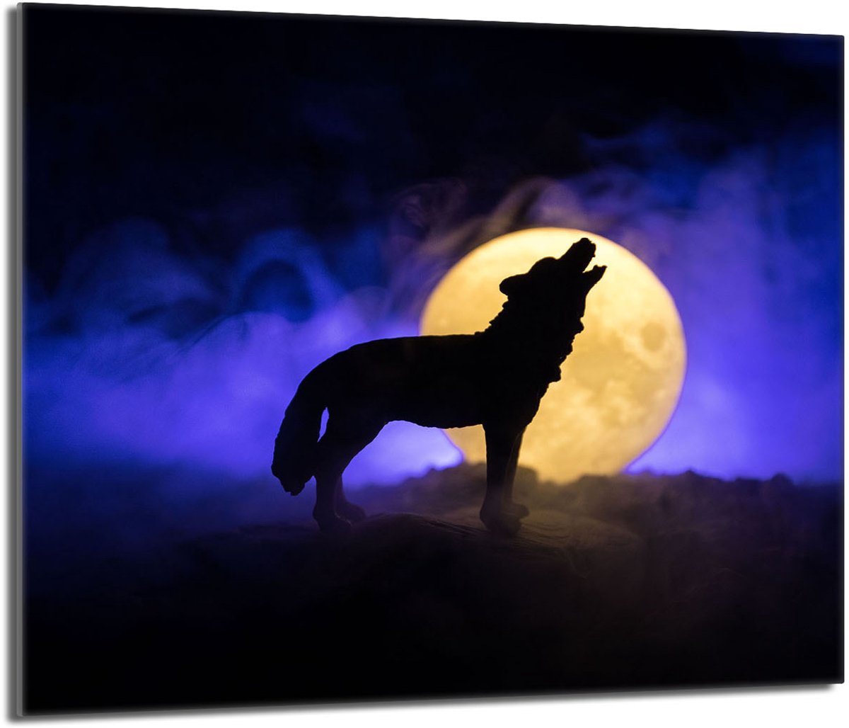 TMK ArtDeko - Snijplank van Glazen Beschermer - 60x52 - Wolf - Met Siliconen Voetjes