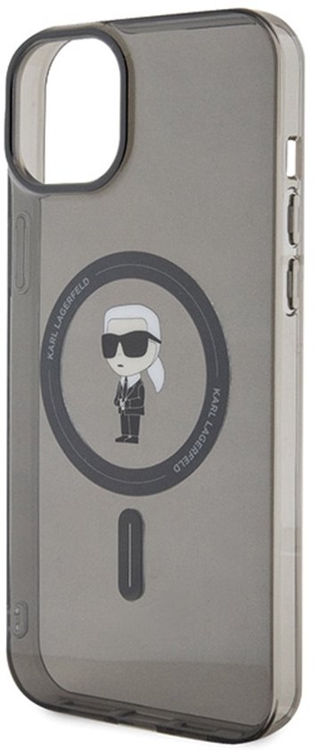 Coque rigide iPhone 15 Plus Karl Lagerfeld – Monogram Ikonik – Zwart