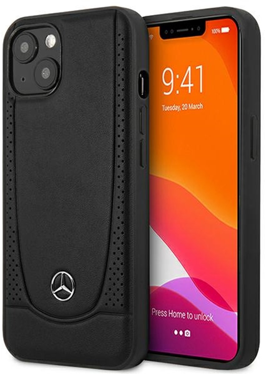 Mercedes-Benz New Urban Leather Back Case - Geschikt voor Apple iPhone 15 Plus (6.7") - Zwart