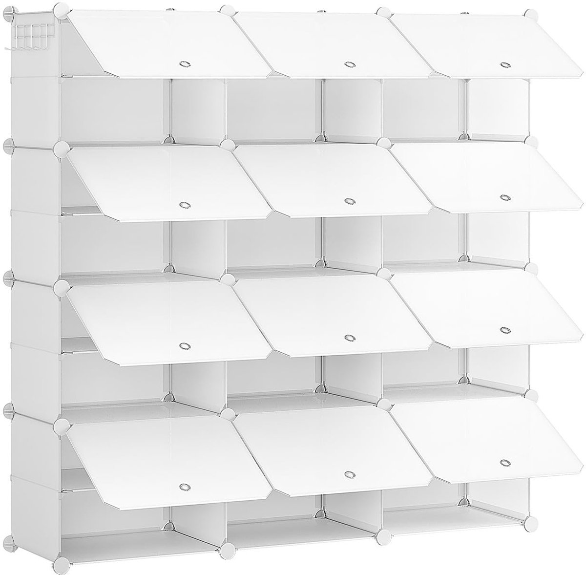 Allecto - Schoenenrek - 12 Compartimenten - Ruimtebesparend - Wit - Organizer voor Schoenen - Praktisch voor Woonkamer - EWT38SC01G1