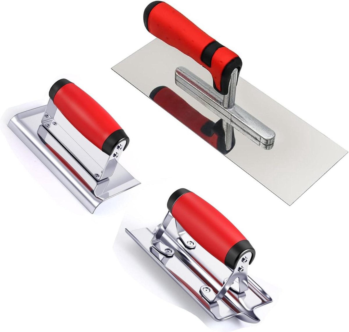 Betongereedschap Set - Stucadoor Set Cement - Beton Afwerken - Roestvrij Staal - 3 Delig - Rood Zwart