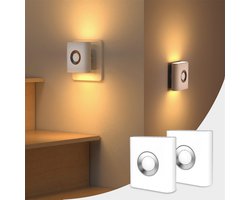 carmdering - Plug-in LED Nachtlampje - Bewegingsgeactiveerde - Wandlamp Met Sensor - Automatisch Aan/Uit Bij Beweging -Compact Ontwerp Zonder Stopcontact Te Blokkeren - Veilig Voor Kinderen En Ouderen - 2 Stuks