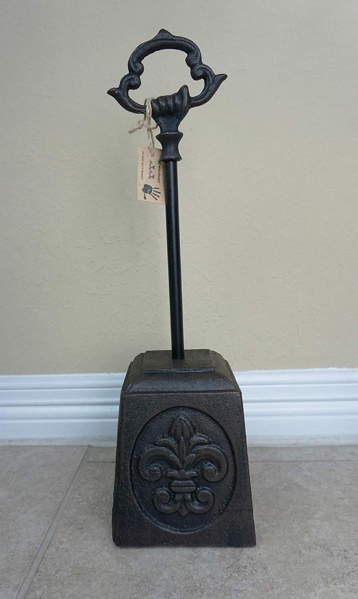 Gietijzeren Deurstopper - Deurvhanger Zwaar - Huis Beveiligen - Fleur de Lis Design - 32 kg - Antiek Zwart