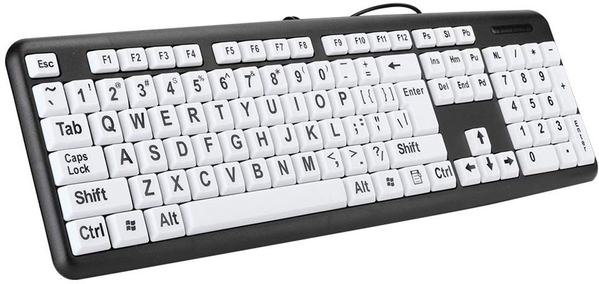 Allecto - Ouderentoetsenbord - Grote Letters - Ergonomisch Ontwerp - Zwart - USB-bedraad Toetsenbord - Voor Ouderen - Comfortabel en Duurzaam