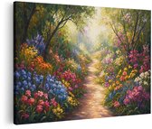 Artaza Toile Peinture Chemin de Fleurs Dans la Nature Colorée - Paysage Printemps Été - 120x80 cm - Grand - Décoration Murale Salon - Peintures - Décoration Murale
