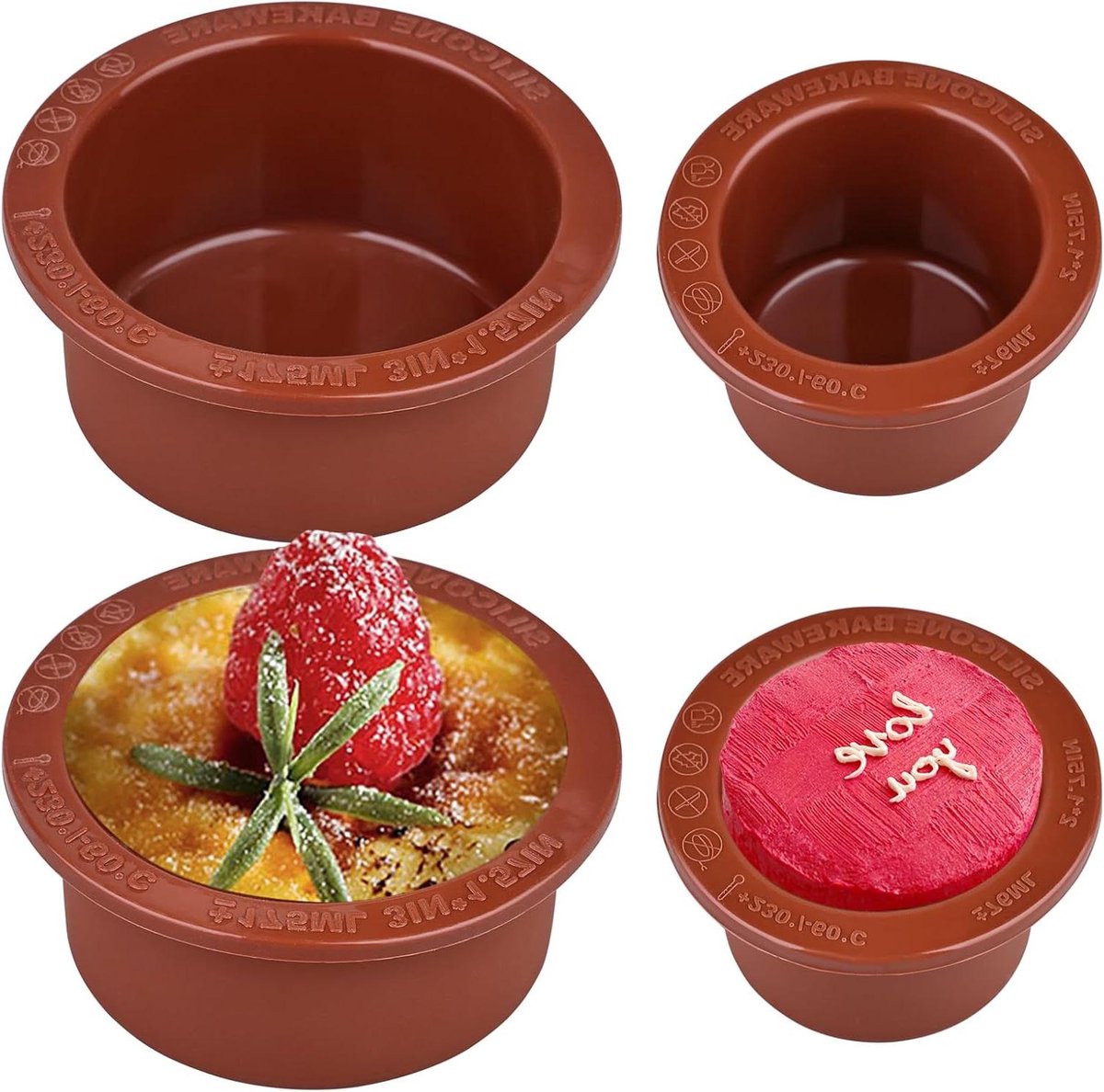 Siliconen Cakevormen - Bakblikken Rond - Cakes Bakken - Antikleef - 5cm 7.6cm - Grijs