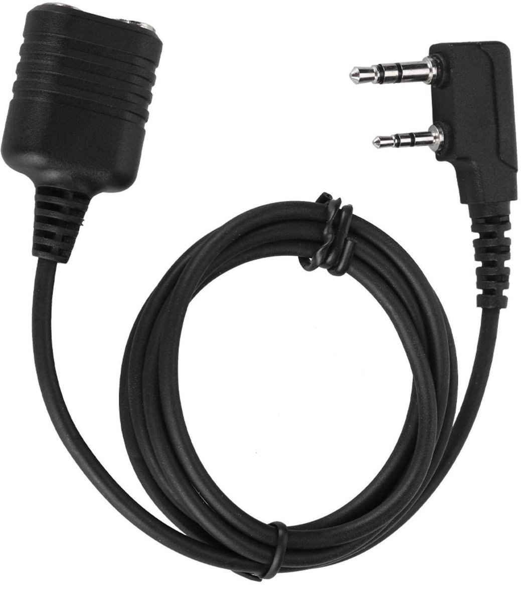 Allecto - 1 m 2-pins K-head verlengkabel - Ideaal voor walkie-talkies - Zwart - Microfoon en hoofdtelefoon verlenging - Geschikt voor radiocommunic...