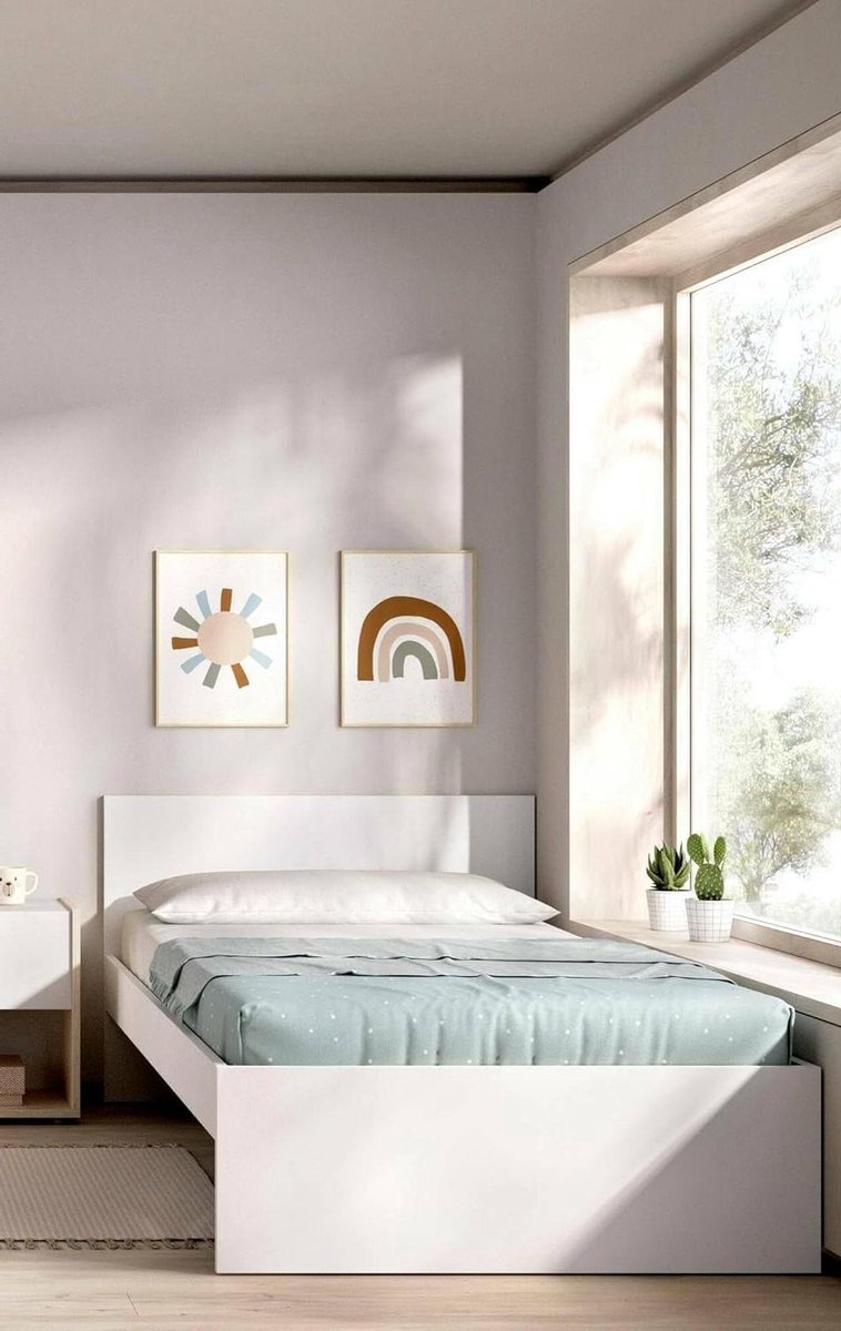 Eenpersoonsbed - Opbergbed Sommier - Slaapkamer Inrichten - Stof Bedframe - 96x195x67 cm -