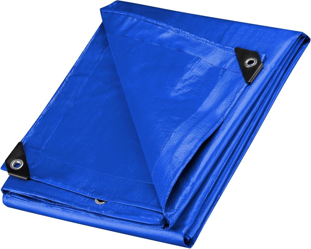 Afdekzeil Weerbestendig - Beschermzeil Dekzeil - Tuinmeubelen Beschermen - UV- en Scheurbestendig - 5 x 8 meter - Blauw
