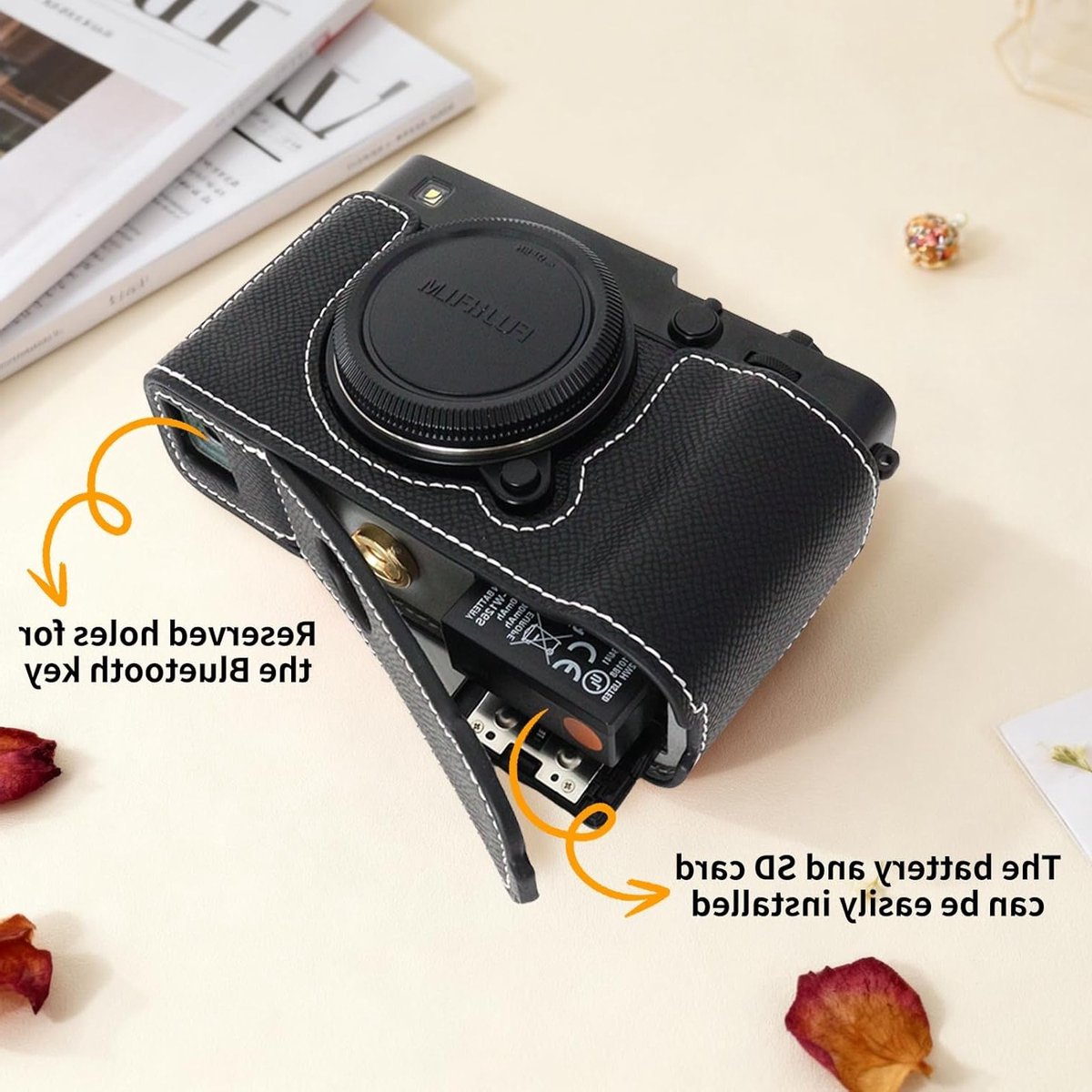 Stijlvolle en beschermende cameratas voor Fujifilm X-E5 van PU leer thumbnail 3