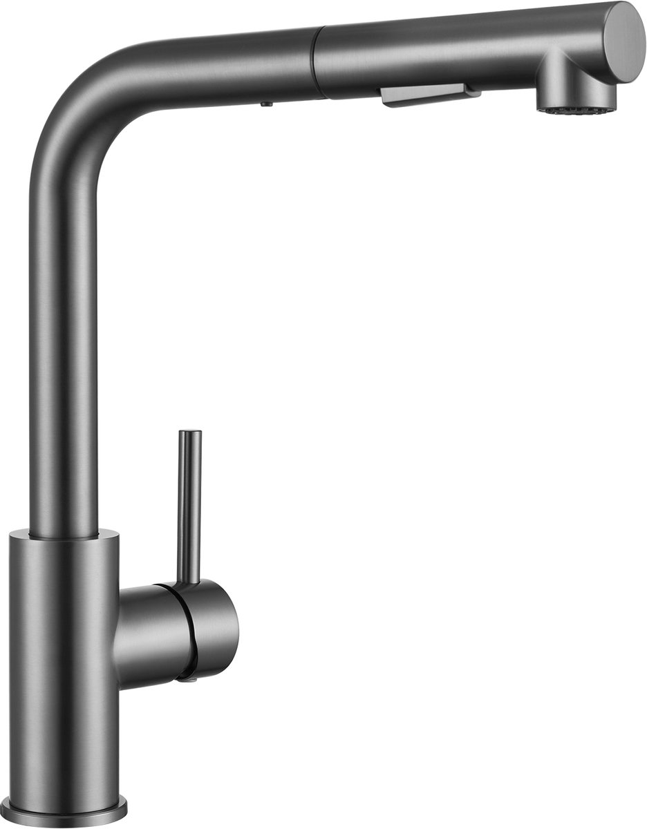 Sofetiy MAX Luxe Keukenkraan L-vorm - Uittrekbare Handdouche - 360° Draaibare Mengkraan - Inclusief Stabilisatieplaat - Gun Grey