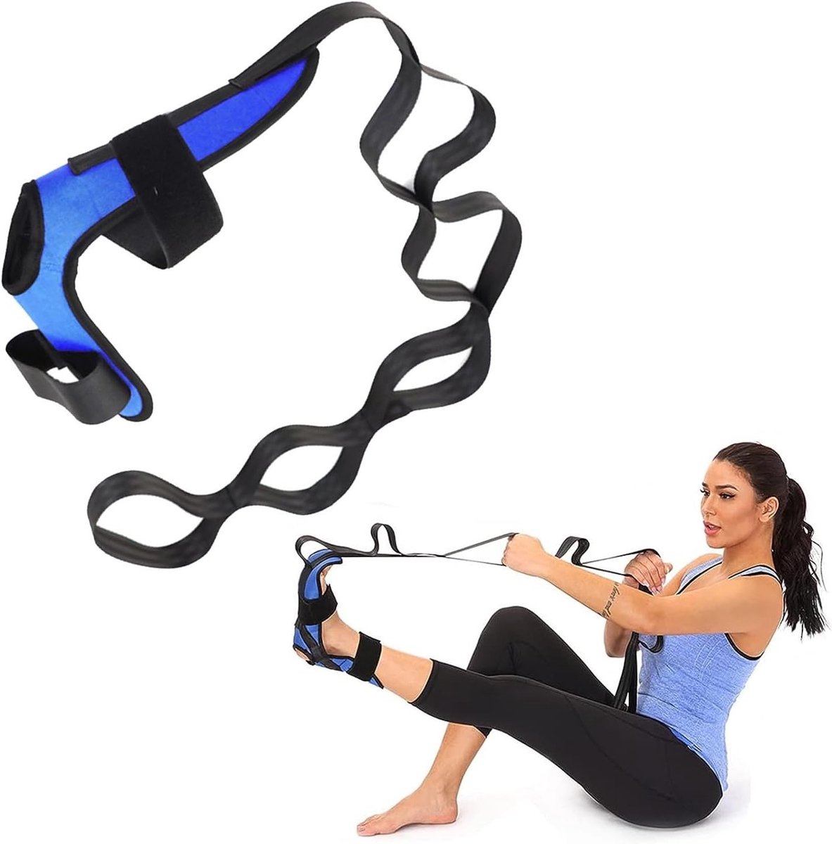 Yoga Stretching Strap voor Flexibiliteit, Ankle Assist Stretcher en Fitness Leg Stretcher met 7 Lussen voor Effectieve Oefeningen