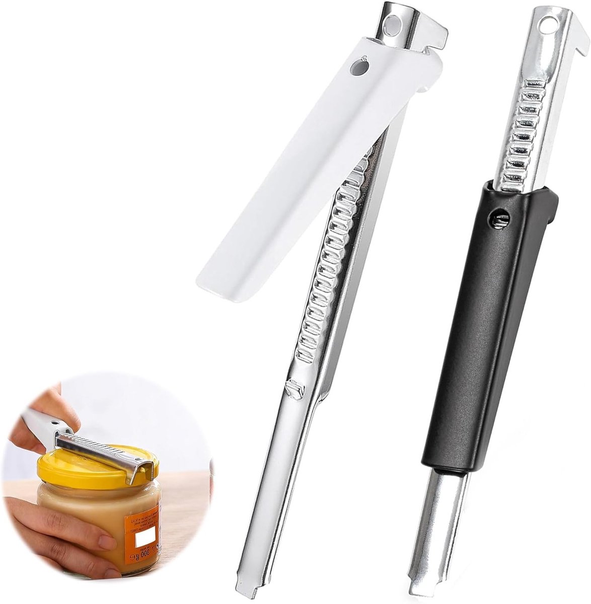 Moeiteloze flesopener voor artritis en senioren - verstelbare blikopener voor deksels - zwakke handen - 2 stuks voor thuis, bars, restaurants en feesten.