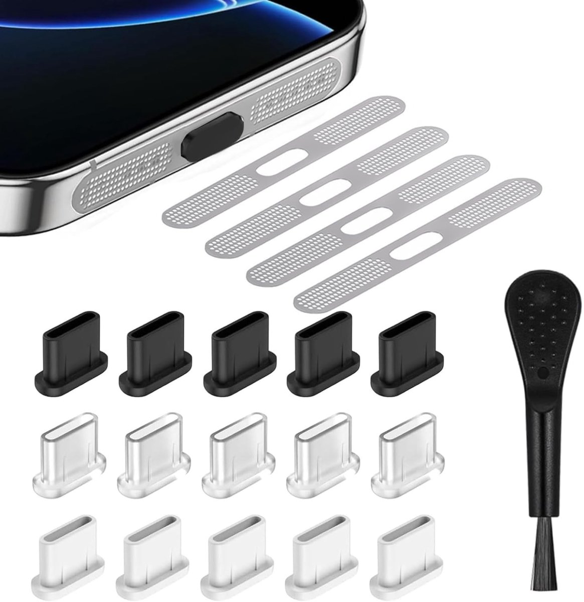 Dailygoody - USB C stofplug set - 20-delige bescherming - Voor iPhone 15/16 - Stofvrij en geluid behoudend - Geschikt voor Type-C apparaten - Universe