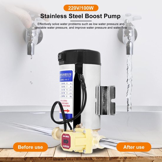 Allecto - 220 V 100 W Auto Huishoudelijke Boost Pomp - Drukverhoging - Tapwater - Douche en faucet - Geschikt voor gezinsgebruik van Merkloos — afbeelding 3