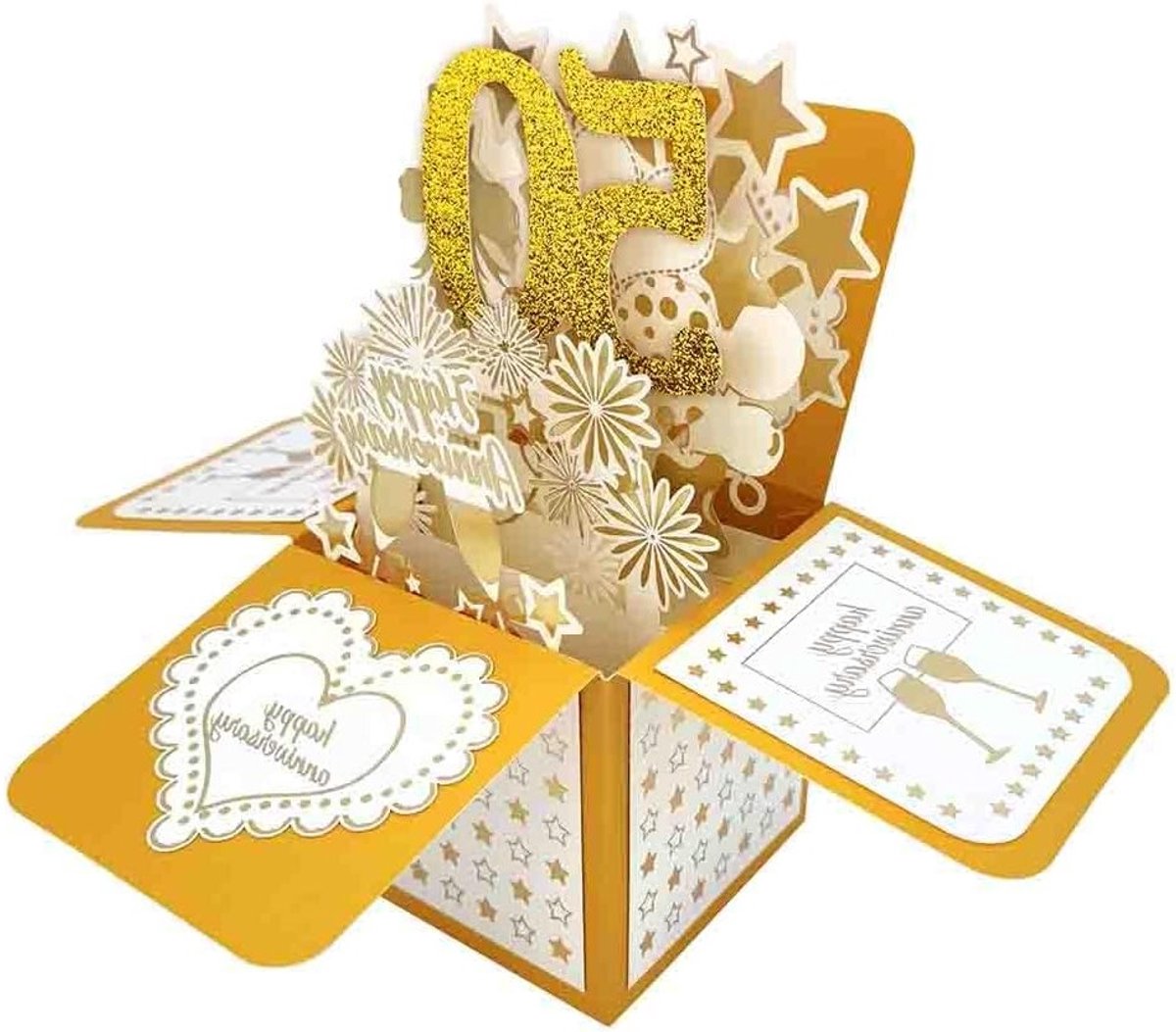 Grote 3D Pop-Up Groetkaart voor 50e Huwelijksverjaardag, Perfect Cadeau voor Echtgenoten en Stellen, Bijzondere Herinnering aan 50 Jaar Samen