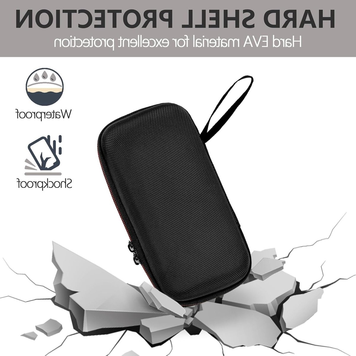 Draagbare Bluetooth speaker hoes voor Marshall Emberton 3/2, harde schaal met zachte voering, mesh zak en dubbele ritsen, ideaal voor reizen en buitengebruik – foto 3