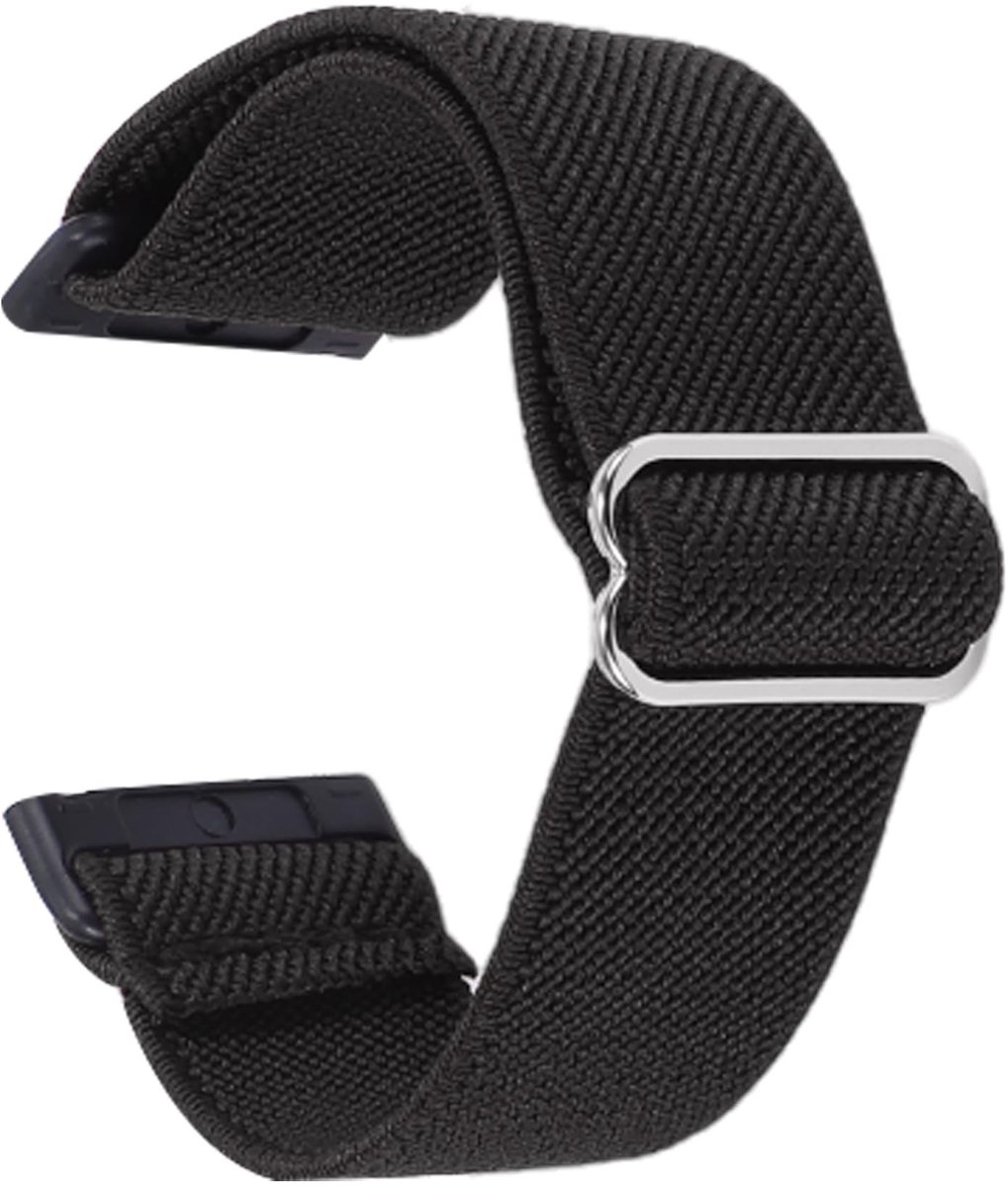 Dailygoody - Sporthorlogeband - Nylon - Ademend en wasbaar - Zwart - Geschikt voor Fitbit Versa 3/4 - Comfortabel en duurzaam