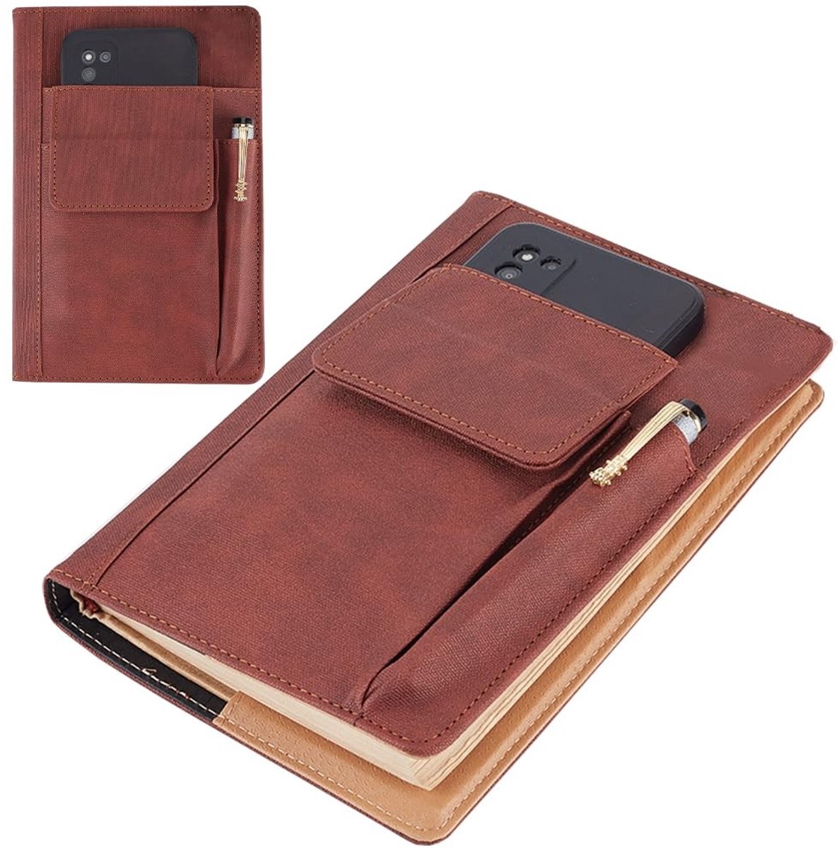 Dailygoody - Boekhoes - Waterdichte Boekbeschermer - Bruin - Herbruikbare Boek Protector - Geschikt voor Klasgenoten - 6,1 x 8,54 cm