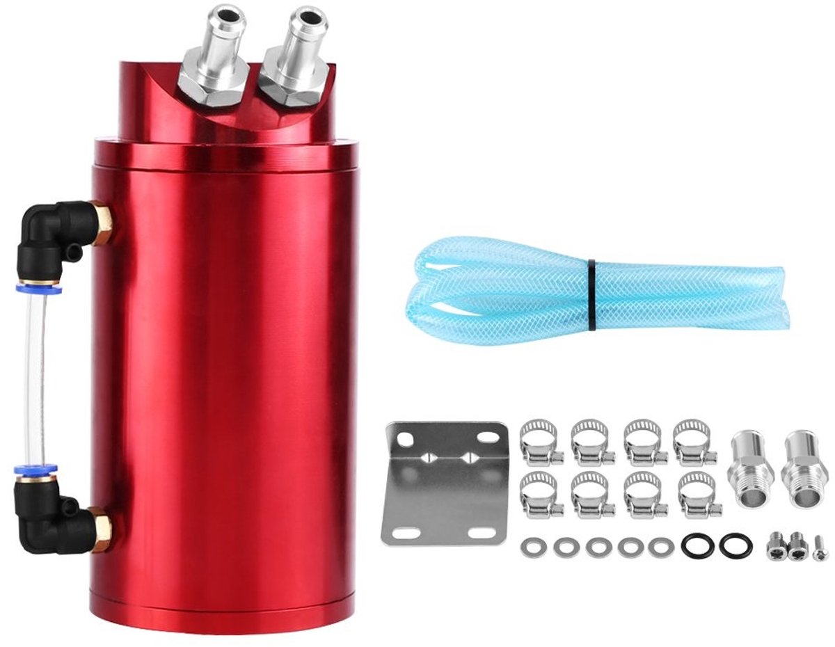 Dailygoody - Oliereservoir voor Auto - Universeel Aluminium - Olieopvangbak met Toebehoren - 10 mm en 15 mm - Verwijdert Oliedampen - Geschikt voor Au