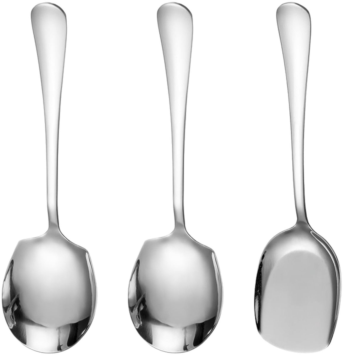 Dailygoody - 3-delige roestvrijstalen serveerlepel - Buffetlepel met lang handvat - Vaatwasserbestendig - Zilver - Kookserveerset voor keuken en eetka