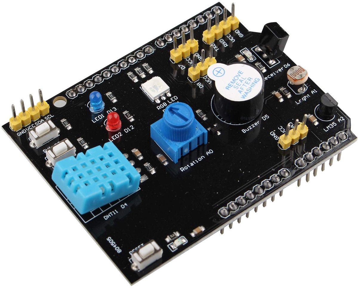 Dailygoody - Uitbreidingskaart Module 9 in 1 - Multifunctionele Sensoren - Ideaal voor Arduino Projecten - Compact Formaat - Vochtigheid- en Temp