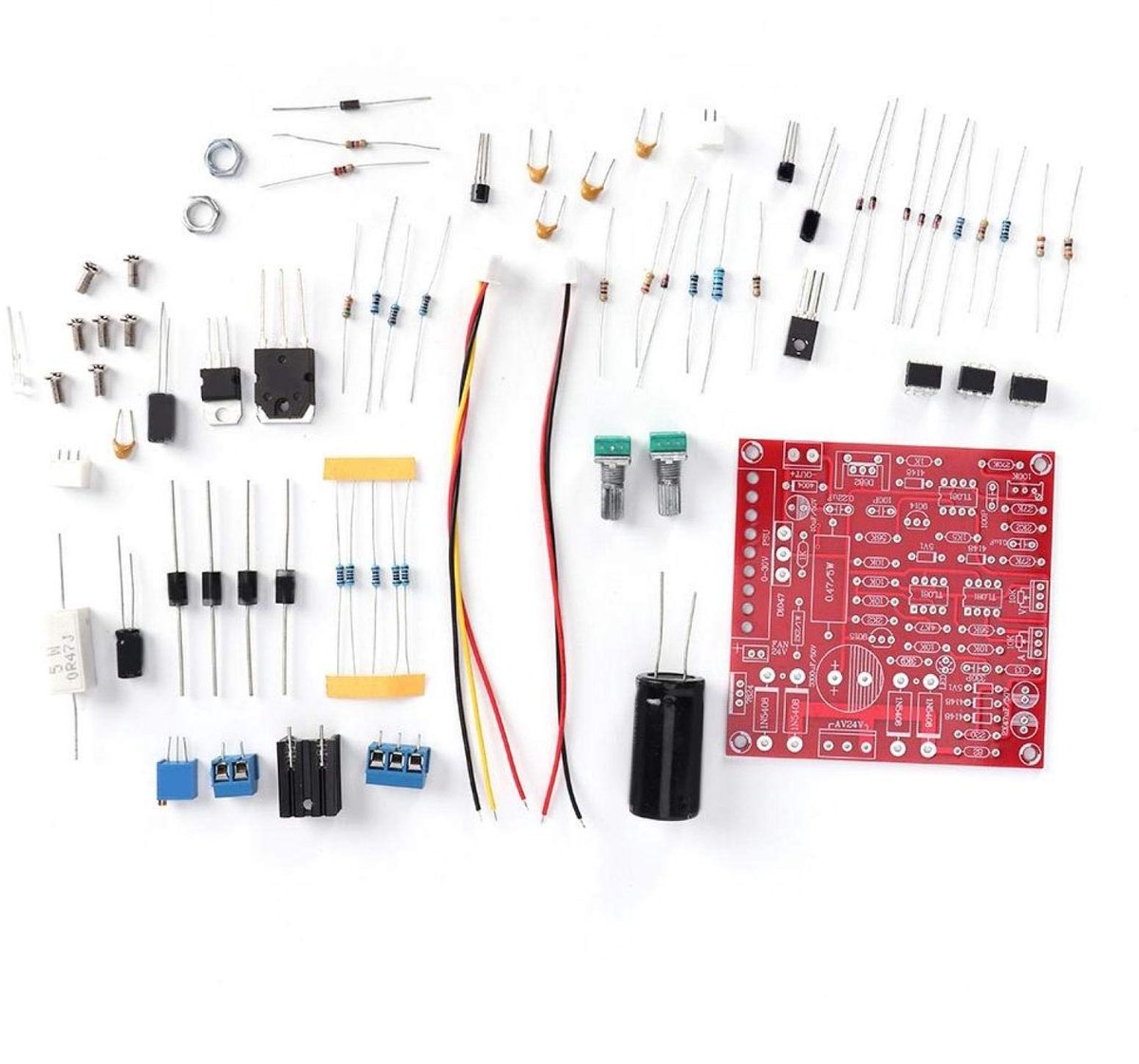 Dailygoody - Variabele voedingsset - Doe-het-zelf elektronische set - Instelbare DC-gereguleerde voeding - 0-30V - Stroombegrenzing - Geschikt voor ho...