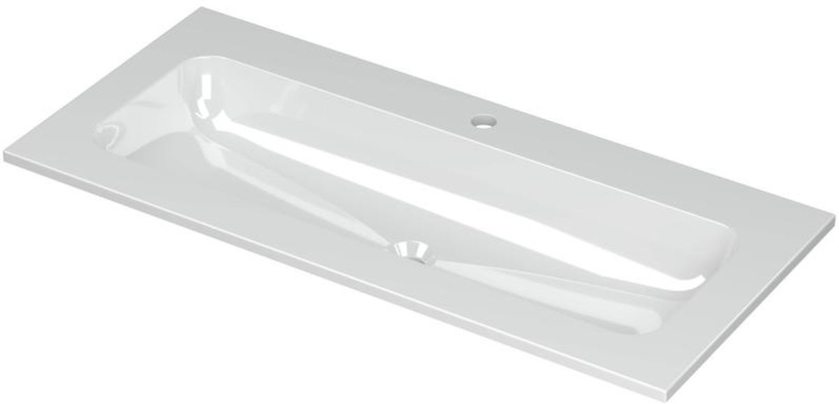 INK Aspekt Wastafel Porselein Centraal met 1 Kraangat - 1000x450x15 mm - Glans Wit