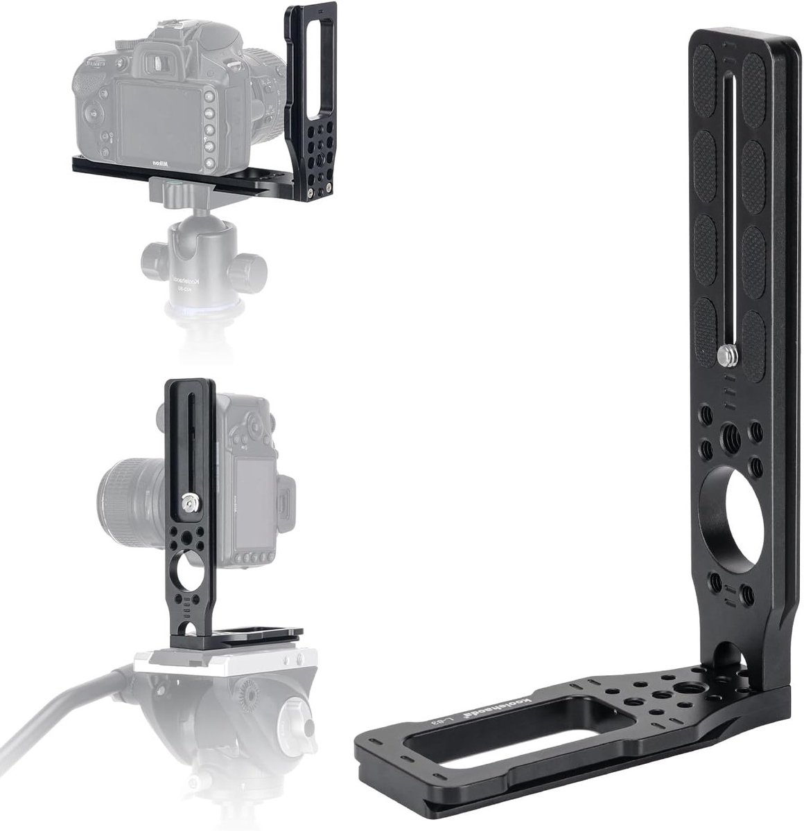 DSLR Camera L Bracket voor Verticale en Horizontale Bevestiging met Snelle Ontgrendeling, Geschikt voor Canon, Nikon, Sony en Stabilizers zoals DJI Osmo en Zhiyun