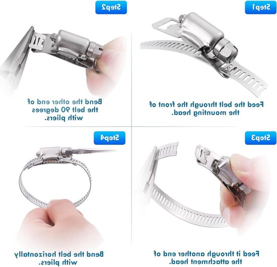 Hose Clamp Kit DIY 3 Meter Metaal met 12 Sterke Bevestigingen - Verstelbare Klemmen voor Slangen, Banden en Pijpen, Ideaal voor Klusprojecten en Reparaties — afbeelding 2