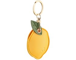 Dailygoody - Leren Citroen-Sleutelhanger - Sleutelhanger voor dames - Hoogglanzend ontwerp - Geel - Sleutelbescherming - Ideaal voor sleutels en toega...