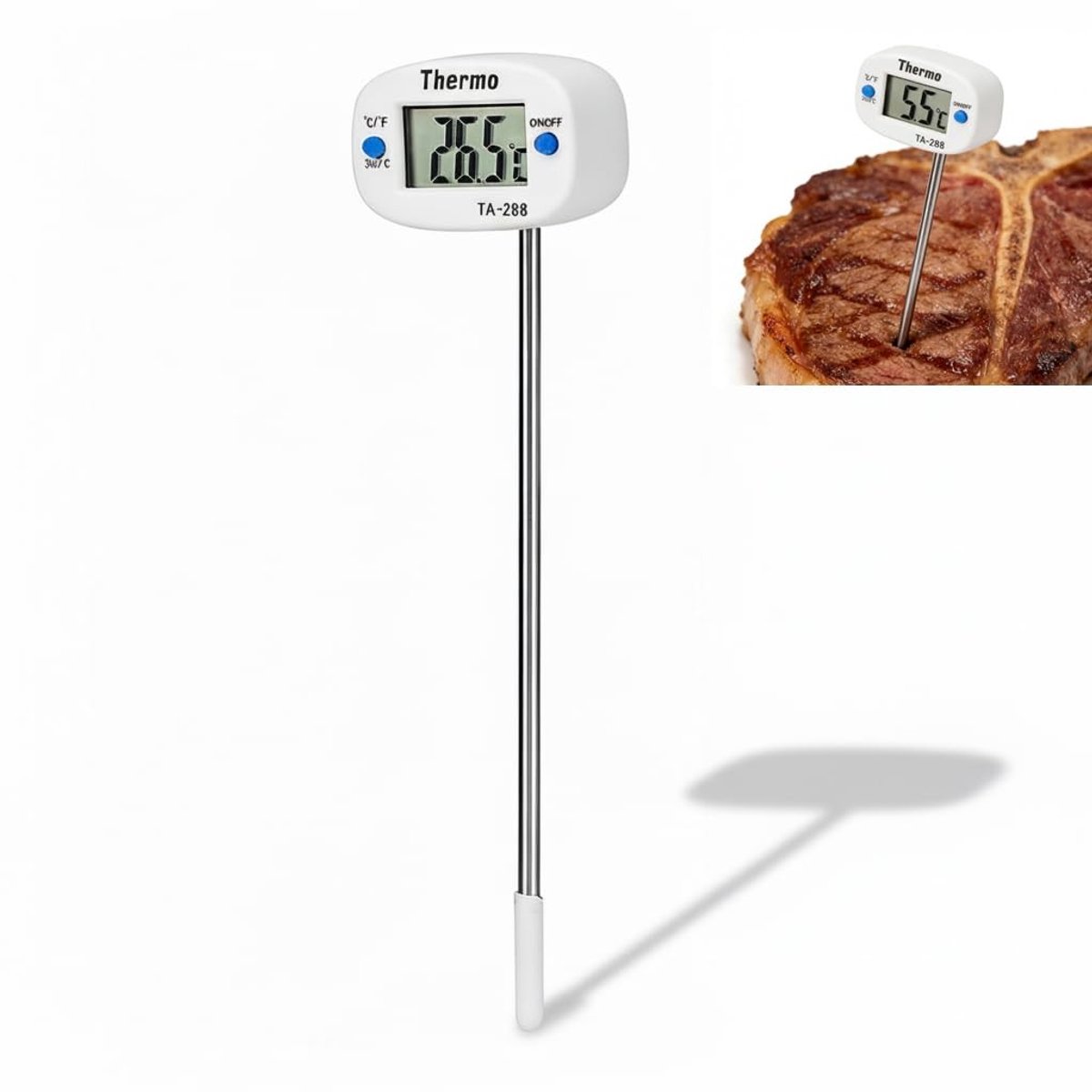 Dailygoody - Voedselthermometer - Digitale Thermometer - Nauwkeurige Temperatuur - 2 Stuks - Keuken Koken - LCD-scherm - Geschikt voor Precisiekoken