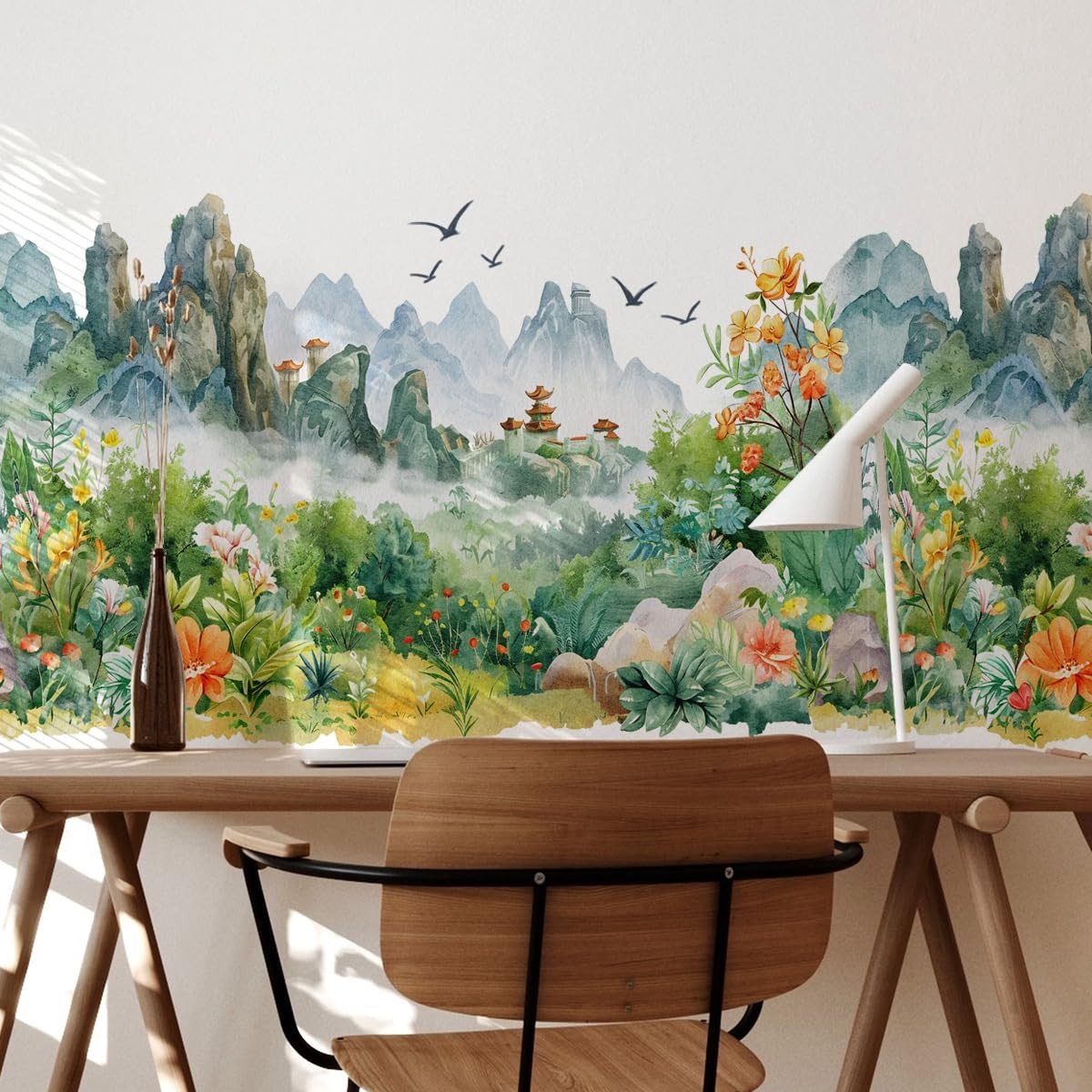 Dailygoody - Muurstickers - Bos muurkunst - Verwijderbaar - 91,44 x 60,96 cm - Decoratie voor woonkamer en kinderkamer - Natuurlijke uitstraling