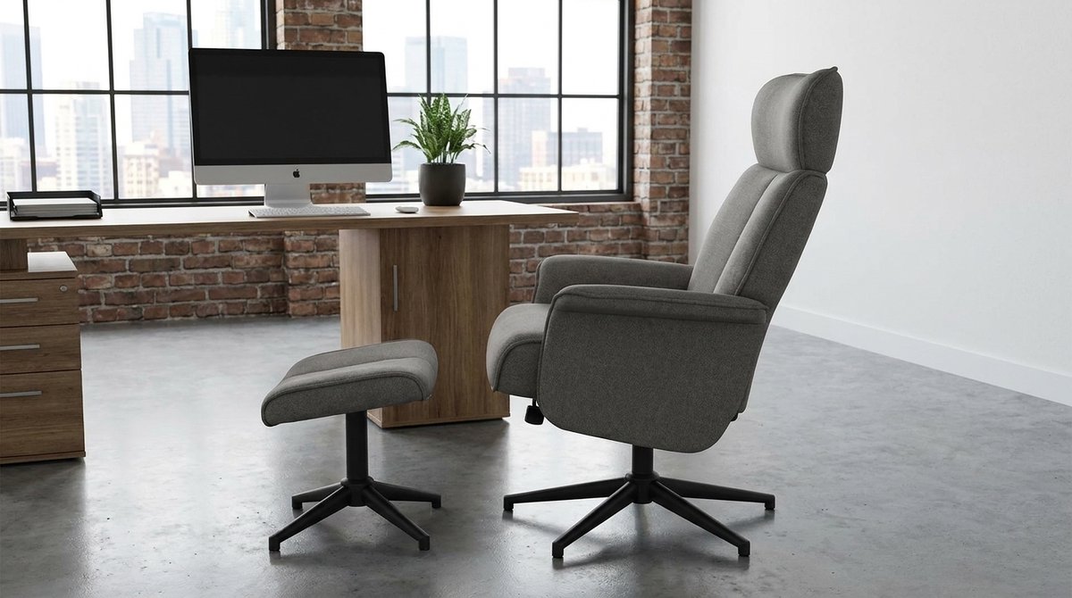 Relaxfauteuil met Hocker 360° Draaibaar 77x76x105 cm – Luxe Antraciet Velvet Lounge Fauteuil Ergonomisch met Voetenbank – Comfortabele Design Relaxstoel met Zwart Metalen Onderstel – House&Garden Bergen Elite