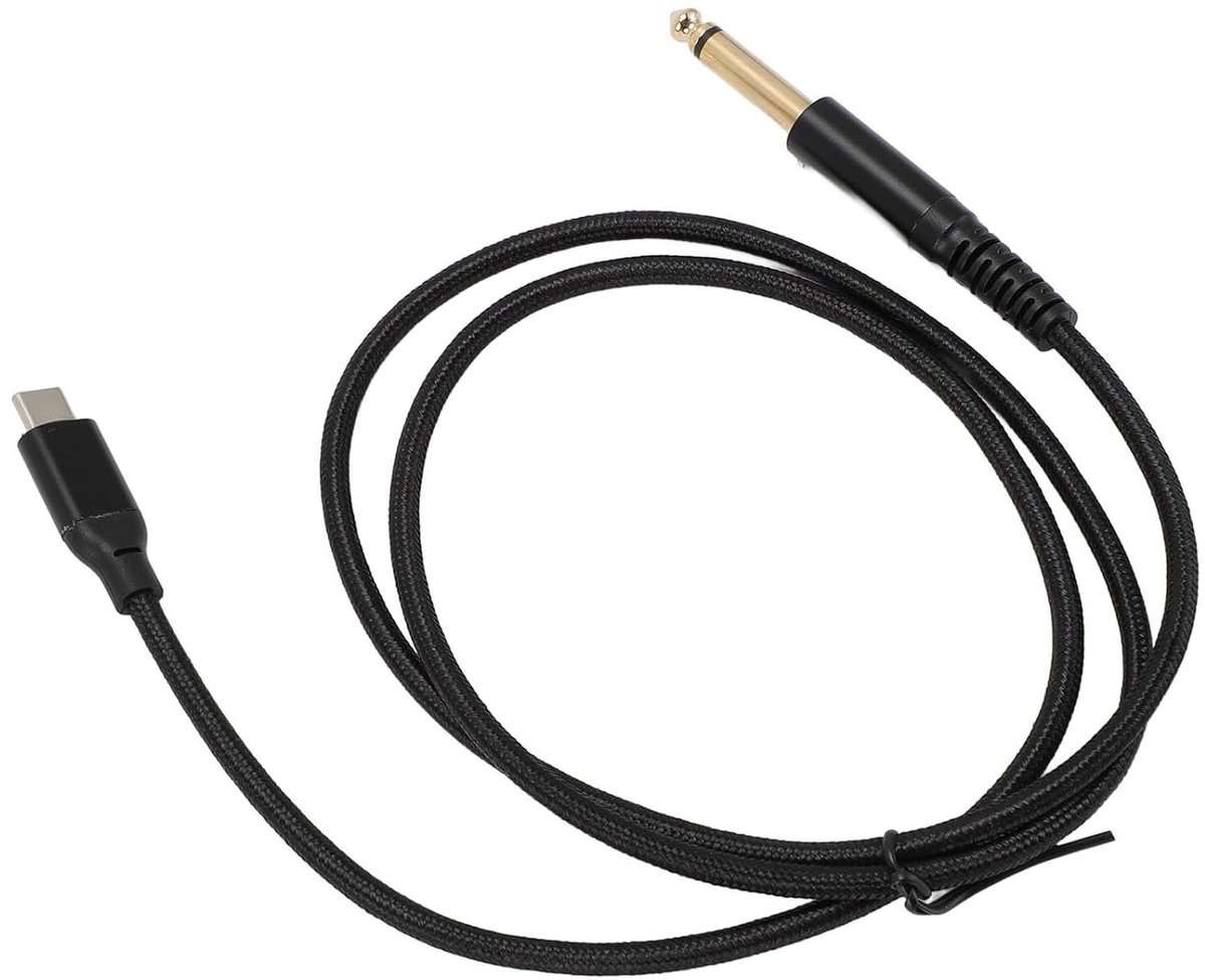 USB C naar 1/4 Inch TS Geluidskabel voor Elektrische Gitaar, Bas, Mixer en Luidspreker - Plug and Play met HiFi Geluidskwaliteit en Duurzame Ontwerp voor Optimaal Gebruik