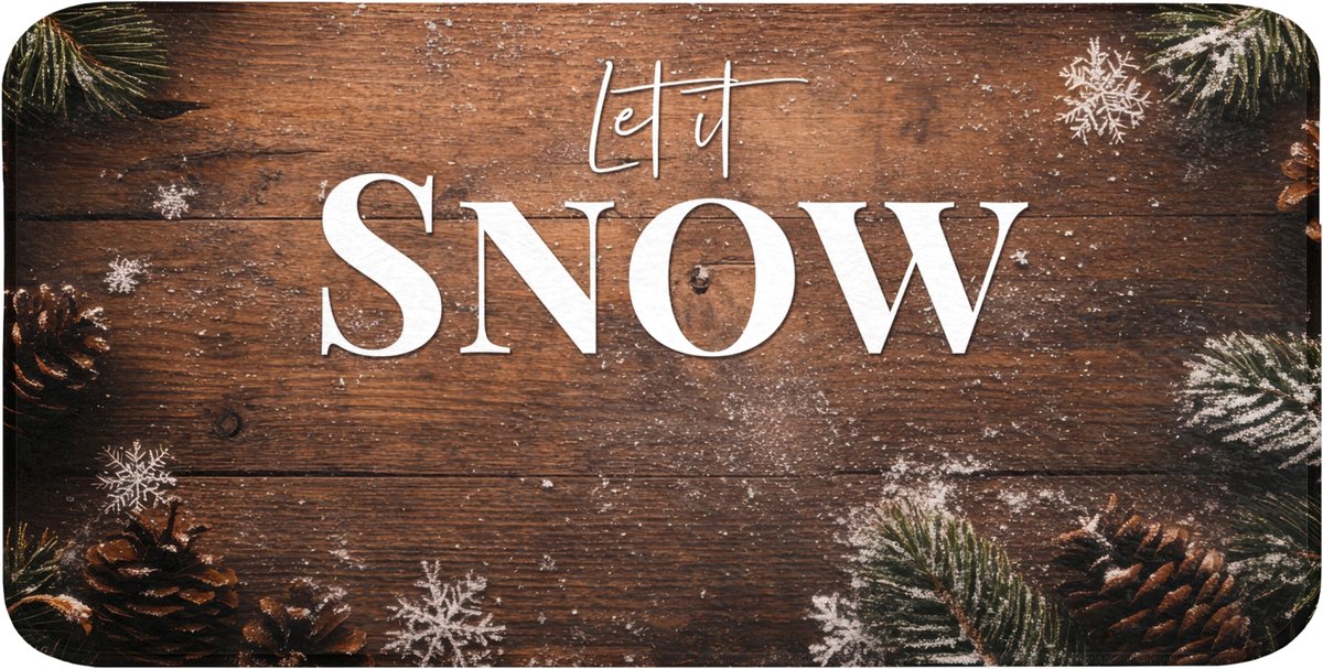Badmat 120x60 cm - Antislip - Sneeuw - Houtlook - Quote - Let it snow - Badmatten voor badkamer - Badkamermat - Douchemat - Badkamer mat