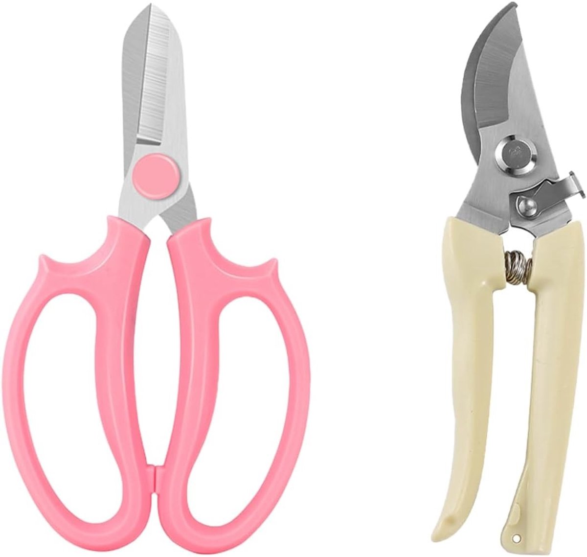Witte en Roze Bloemenschaar Set van 2, Elleboog Snoeischaar voor Snoeien van Takken, Wijnstokken en Tuinwerk