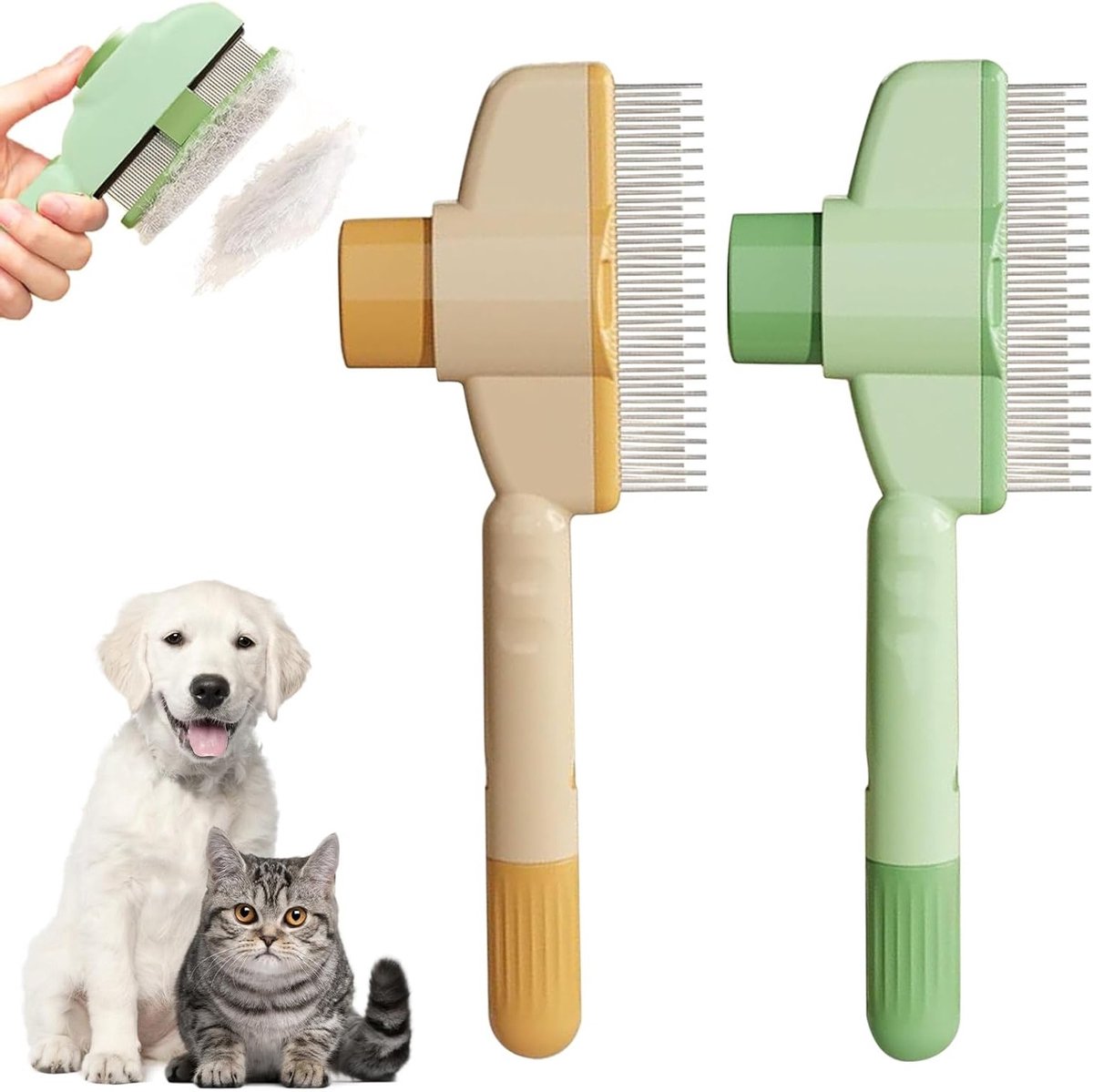 Haarverwijderende Borstels voor Huisdieren, 2 Stuks, Perfect voor Korte Vachten van Katten en Honden, Efficiënt en Snelle Verzorging