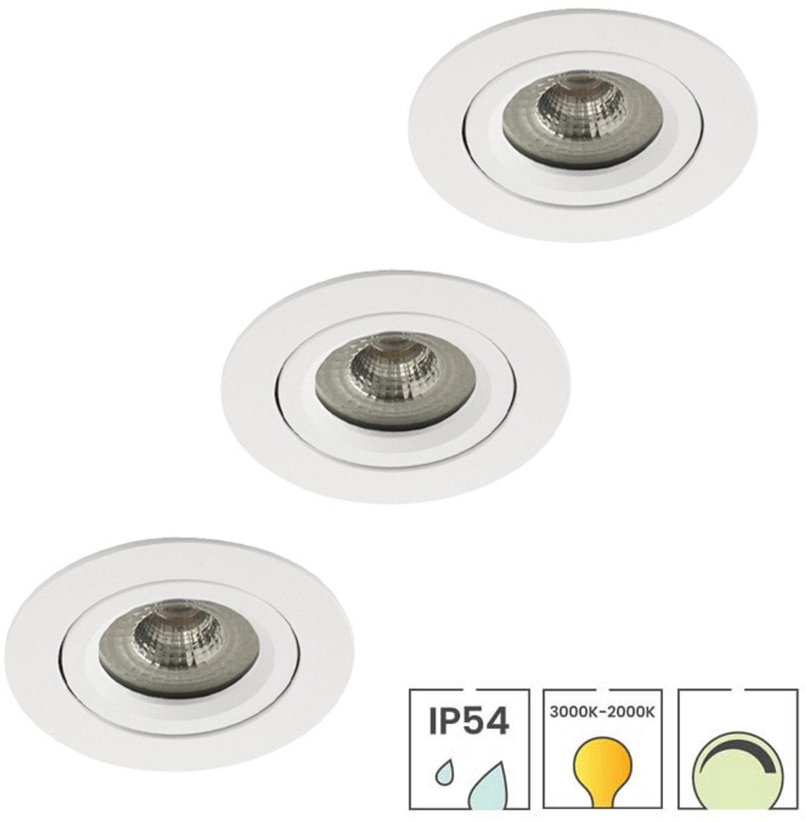 Lybardo - Lage Inbouwspots - 3-pack - 5W - Dim to warm - Waterdicht - Spotjes Inbouw