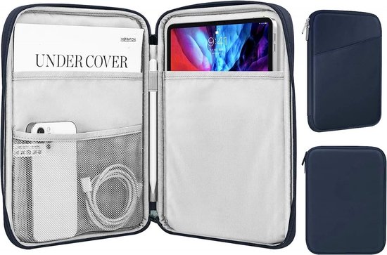 Universele Bescherm Hoes - Compatibel met iPad / Tablet / E-reader tot 11 Inch - Polyester Sleeve - iPad / Tablet Tas - Blauw
