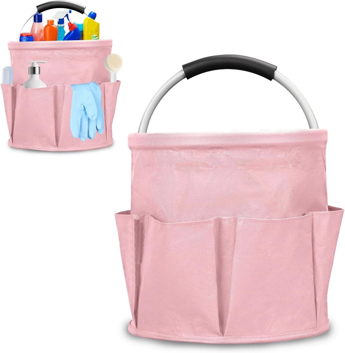 Opvouwbare Opbergmand voor Schoonmaakmiddelen, Organizer voor Badkamer en Huishouden, 28 x 28 cm (Roze)