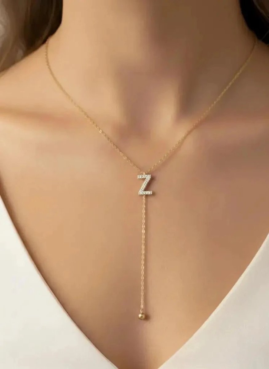 Dorvina 316L Staal Verkleurt Niet Hypoallergeen Duurzaam Sieraad Goudkleurig Y Model Zirkonia Letter Z Letter Dames Ketting