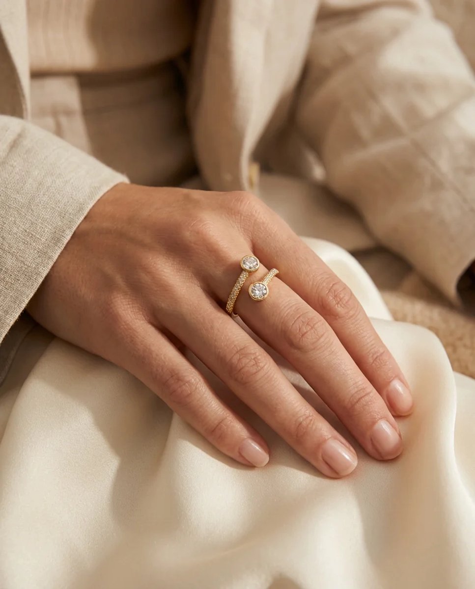 Dorvina 316L Staal Verkleurt Niet Sieraad Goudkleurig Zirkonia Twister Model Dames Ring